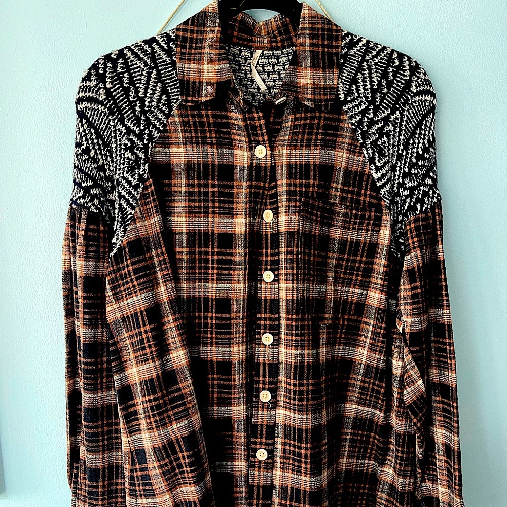 Free People Plaid with Shoulder Patch